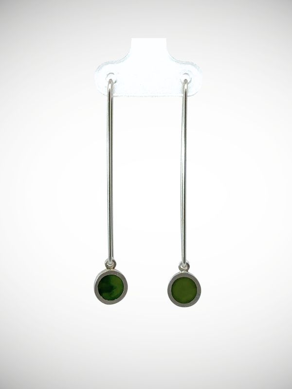 Moko Pounamu Genuine NZ Greenstone & Sterling Silver Small Earrings CG8-P