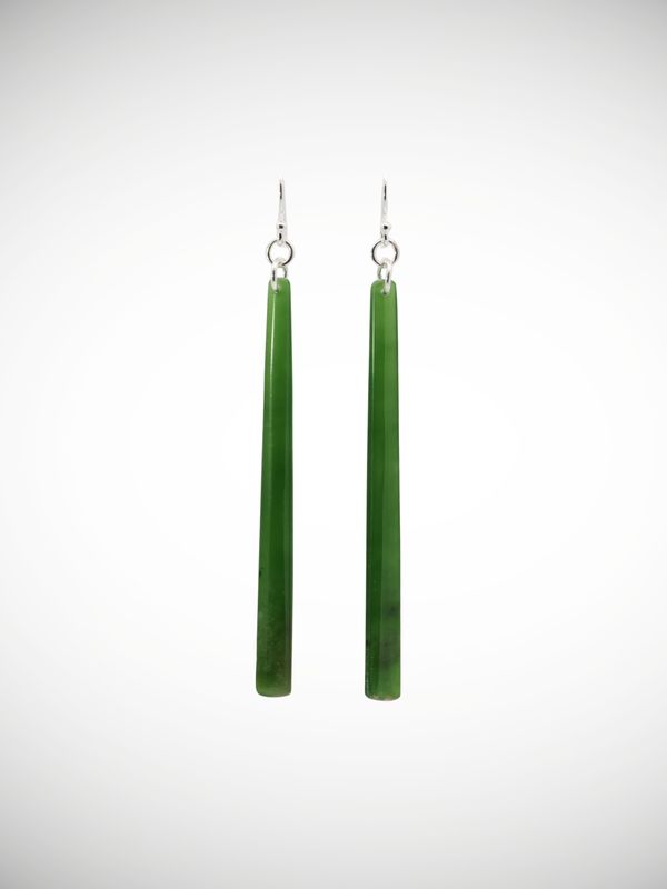 Moko Pounamu Genuine NZ Kahurangi Greenstone & Sterling Silver Earrings - Aoroa