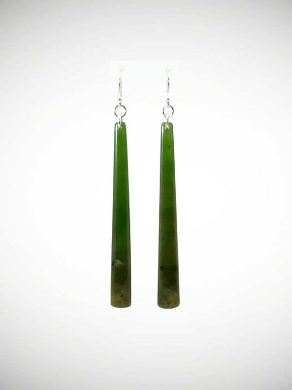 Moko Pounamu Genuine NZ Marsden Flower Greenstone & Sterling Silver Earrings - Hiwinui