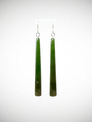 Moko Pounamu Genuine NZ Marsden Flower Greenstone & Sterling Silver Earrings - Hiwinui