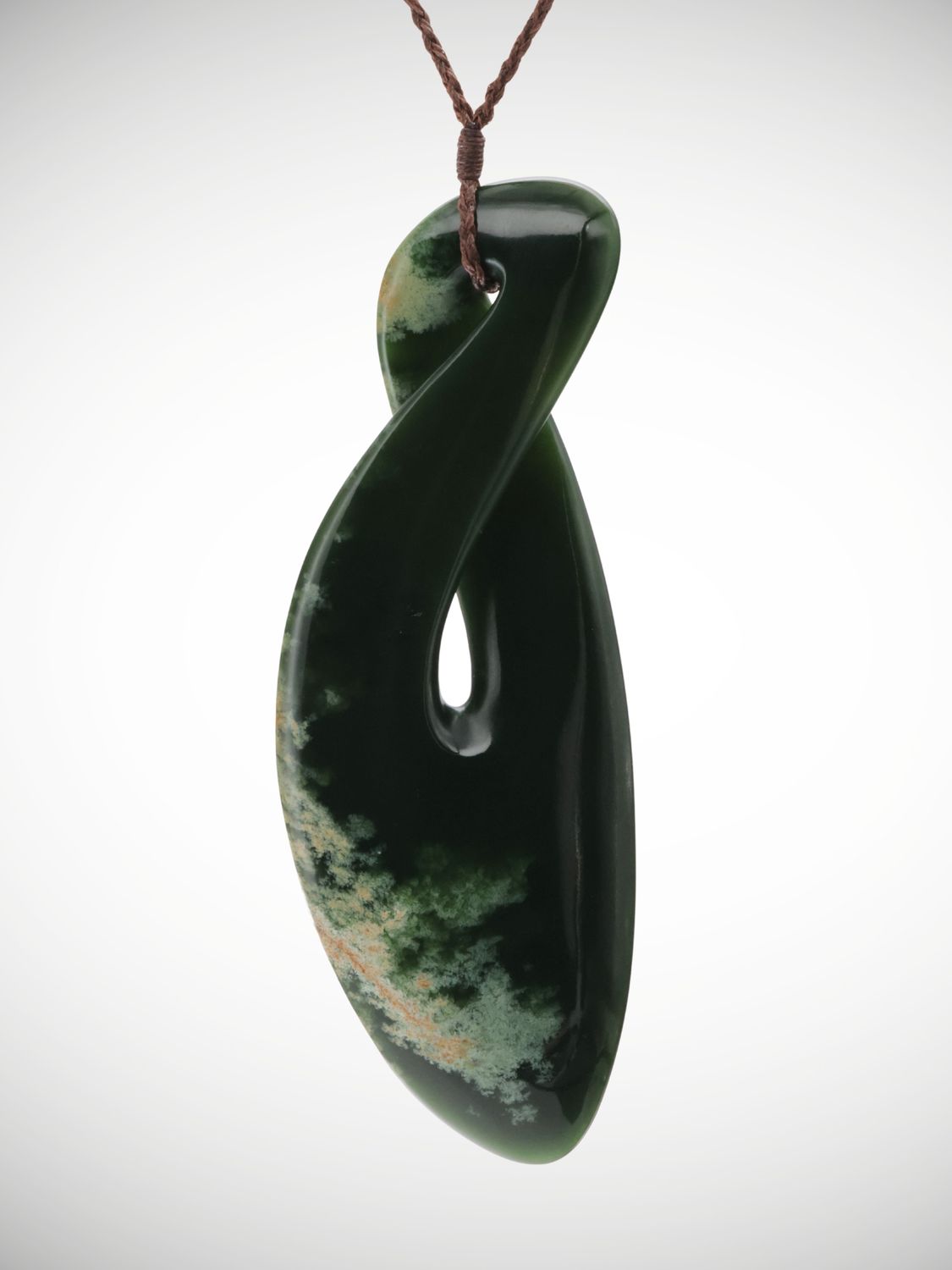 Moko Pounamu Single Pikorua Genuine  NZ Kawakawa Flower Greenstone - Mangarapa
