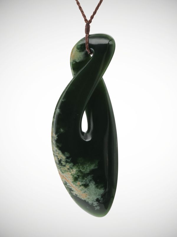 Moko Pounamu Single Pikorua Genuine  NZ Kawakawa Flower Greenstone - Mangarapa