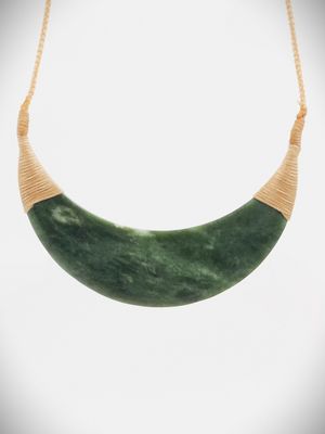 Moko Pounamu Kouma (Breastplate) NZ Genuine Kawakawa Greenstone - Uruti