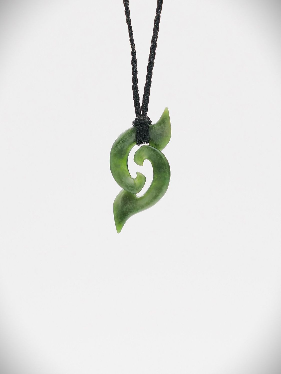Moko Pounamu Double Koru NZ Genuine Kawakawa Greenstone - Waituhi