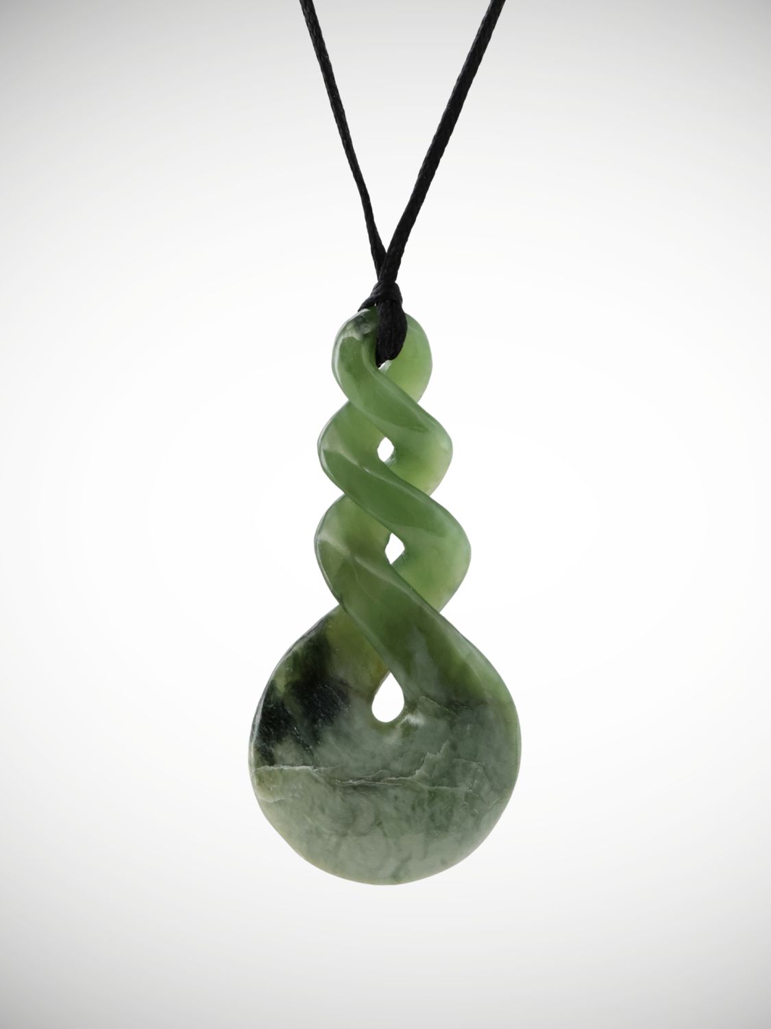 Moko Pounamu Triple Pikorua (Twist) NZ Genuine Inanga Flower Greenstone - Kairaki