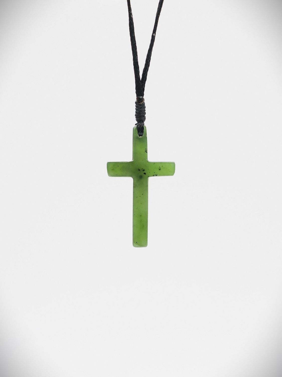 Moko Pounamu Cross NZ Genuine Kawakawa Greenstone - Makikihi