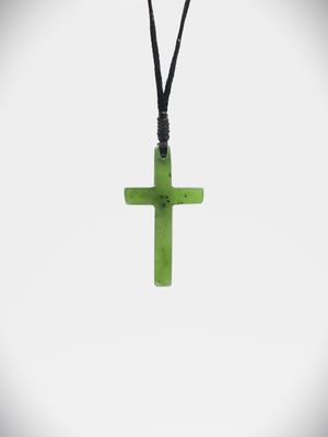 Moko Pounamu Cross NZ Genuine Kahurangi Greenstone - Makikihi