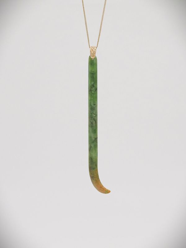 Moko Pounamu Kapeu NZ Genuine Kahurangi Flower Greenstone & 9ct Gold - Okitu