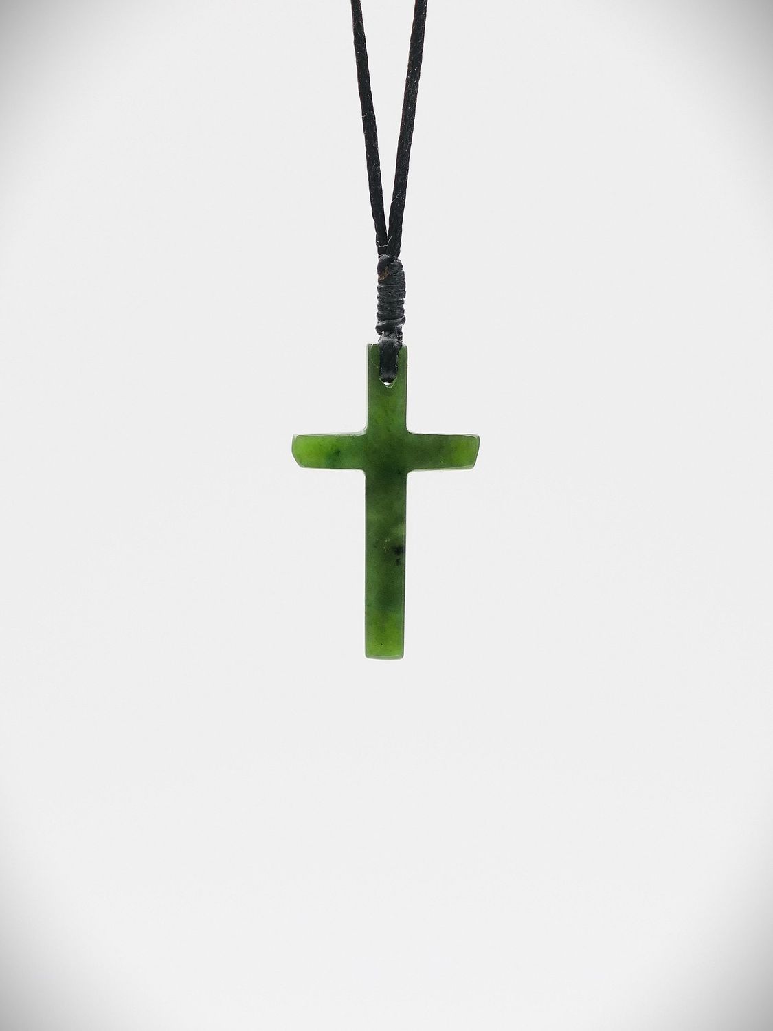 Moko Pounamu Cross NZ Genuine Kawakawa Greenstone - Kaharau