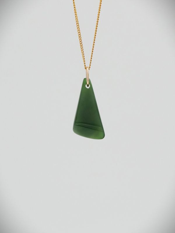 Moko Pounamu Kuru NZ Genuine Kahurangi Greenstone, 9ct Gold Pendant - Terawhiti