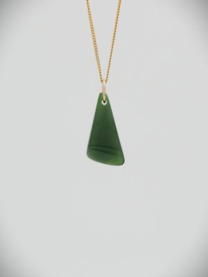 Moko Pounamu Kuru NZ Genuine Kahurangi Greenstone, 9ct Gold Pendant - Terawhiti