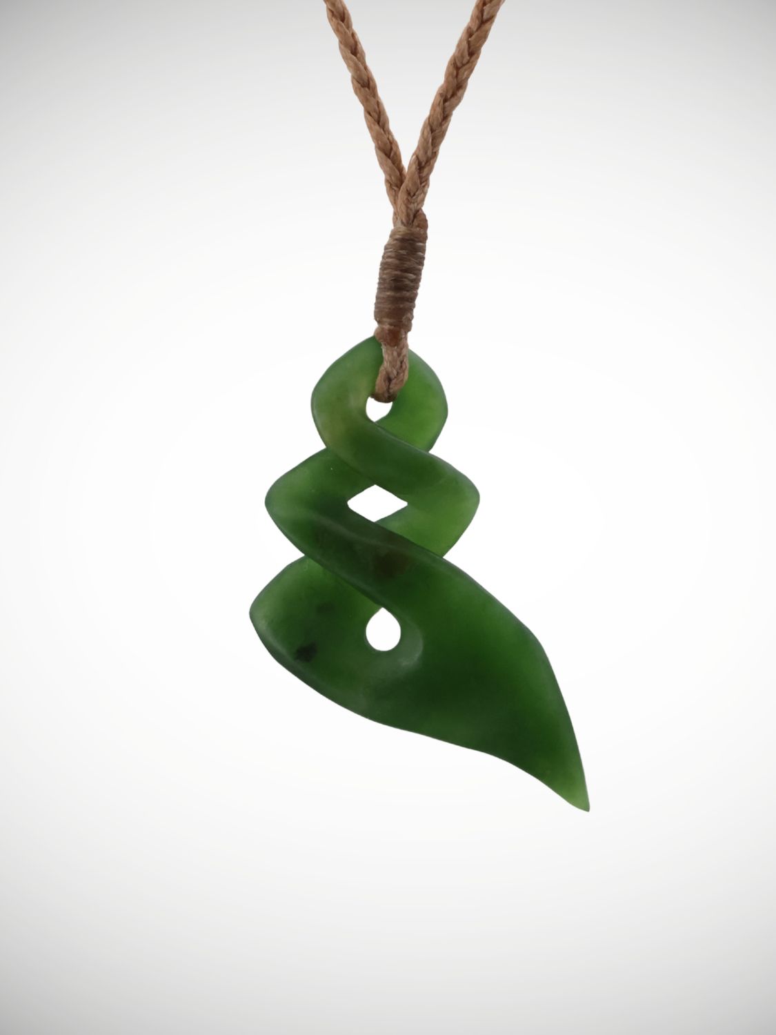Moko Pounamu Double Pikorua (Twist) NZ Genuine Kahurangi Greenstone - Kaiwaka