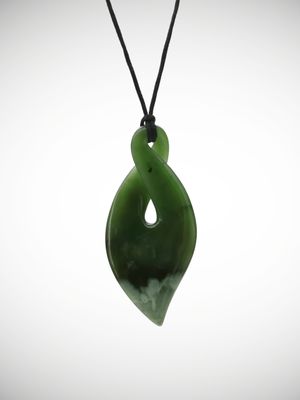 Moko Pounamu Pikorua (Twist) Genuine NZ Marsden Flower Greenstone - Kaiwharawhara
