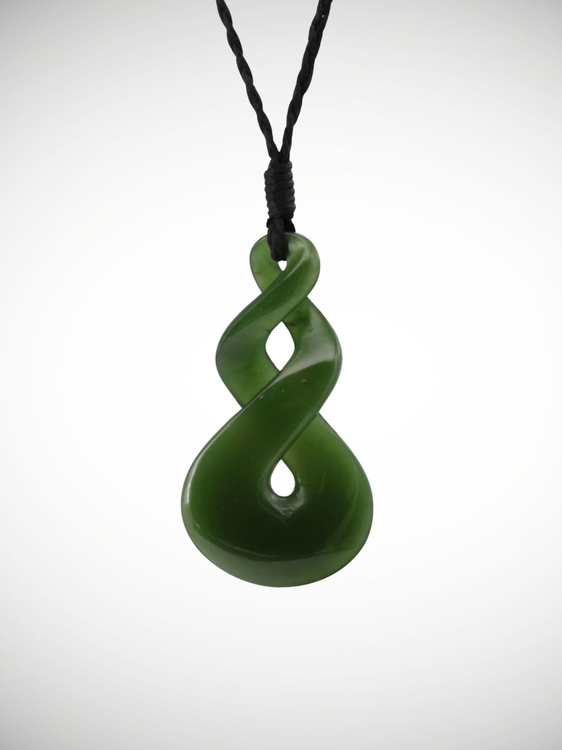 Moko Pounamu Double Pikorua (Twist) Genuine NZ Kahurangi Greenstone - Kioreroa