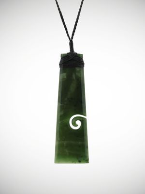 Moko Pounamu Toki with Koru Genuine NZ Kawakawa Greenstone - Kihitu