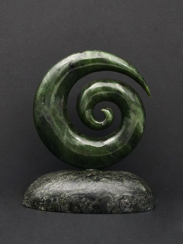Moko Pounamu Koru NZ Genuine Kawakawa Serpentinite Greenstone - Kaitangata