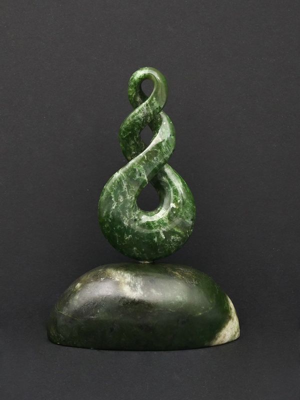 Moko Pounamu Double Pikorua NZ Genuine Kahotea Kawakawa Greenstone - Ihuraua