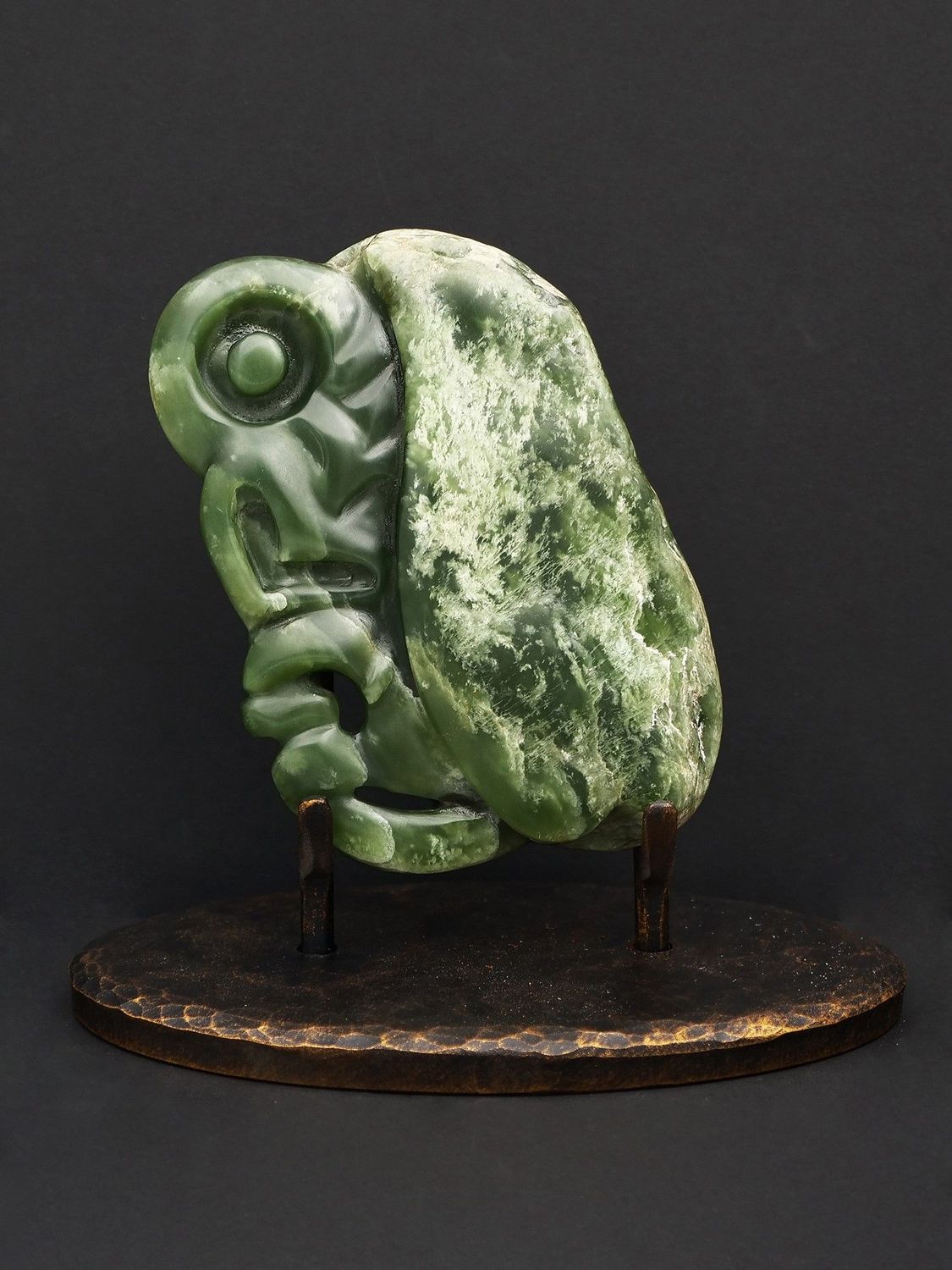 Moko Pounamu Tiki NZ Genuine Kahurangi Flower Pounamu - Tuparoa