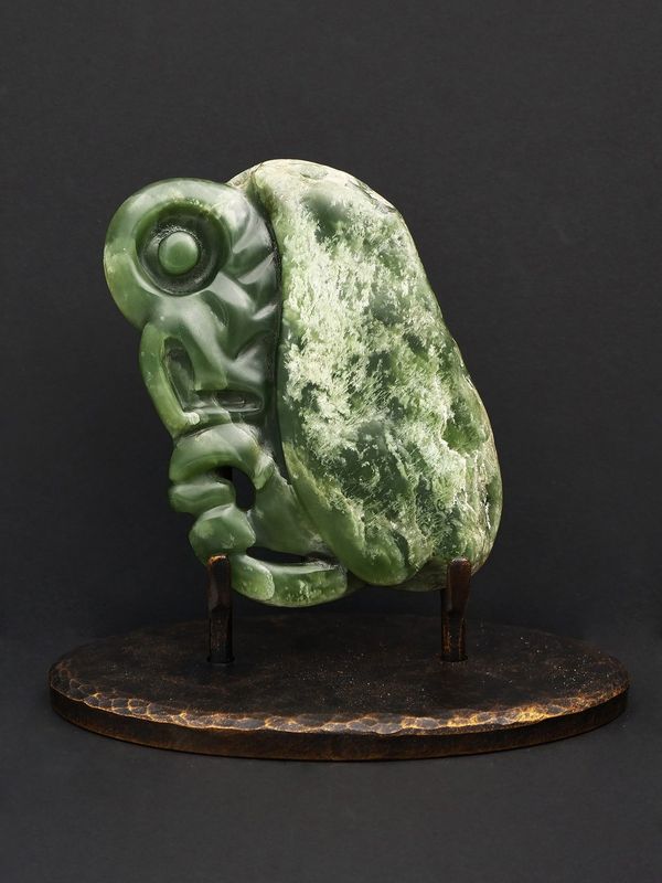 Moko Pounamu Tiki NZ Genuine Kahurangi Flower Pounamu - Tuparoa