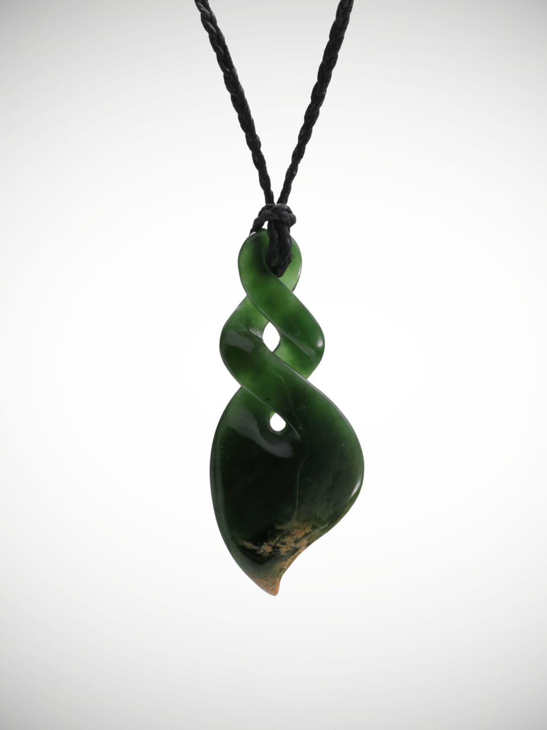 Moko Pounamu Double Pikorua (Twist) Genuine NZ Kawakawa Greenstone  - Koputaroa