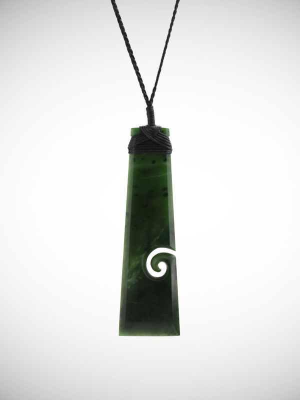 Moko Pounamu Toki with Koru Genuine NZ Kawakawa Greenstone - Kihitu