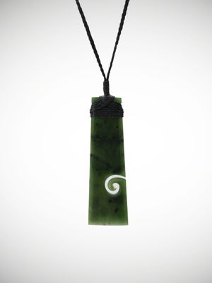 Moko Pounamu Toki with Koru Genuine NZ Kawakawa Greenstone - Mangamutu