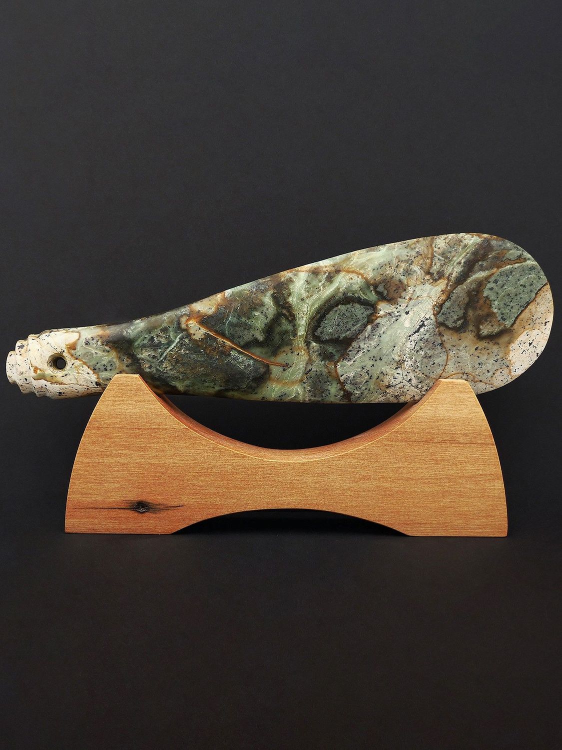 Moko Pounamu Mere NZ Genuine Kokopu Greenstone - Te Paruparu