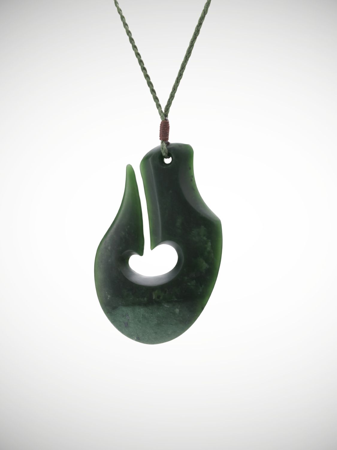 Moko Pounamu Hei Matau (Hook) NZ Genuine Kawakawa Greenstone - Arapito