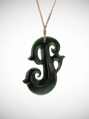 Moko Pounamu Manaia Genuine NZ Kawakawa Greenstone - Arapohue