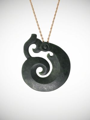 Moko Pounamu Manaia Genuine NZ Kawakawa Greenstone - Awaiti