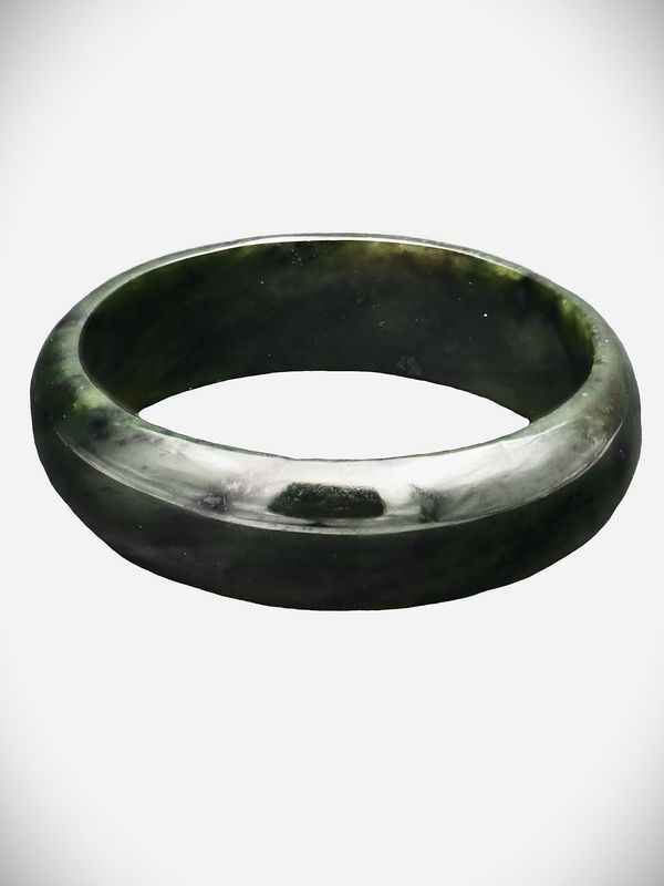 Moko Pounamu Solid Bangle NZ Genuine Kawakawa Greenstone - Raukumara