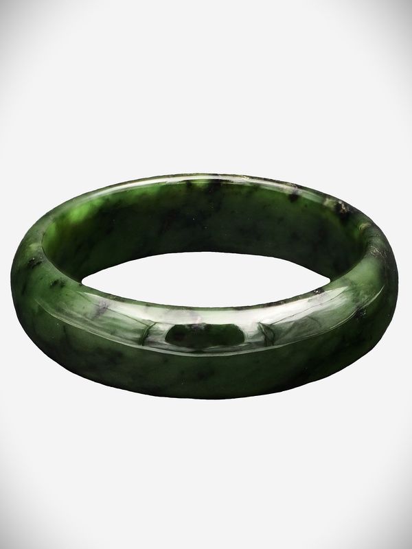 Moko Pounamu Solid Bangle NZ Genuine  Kawakawa Greenstone - Anaura