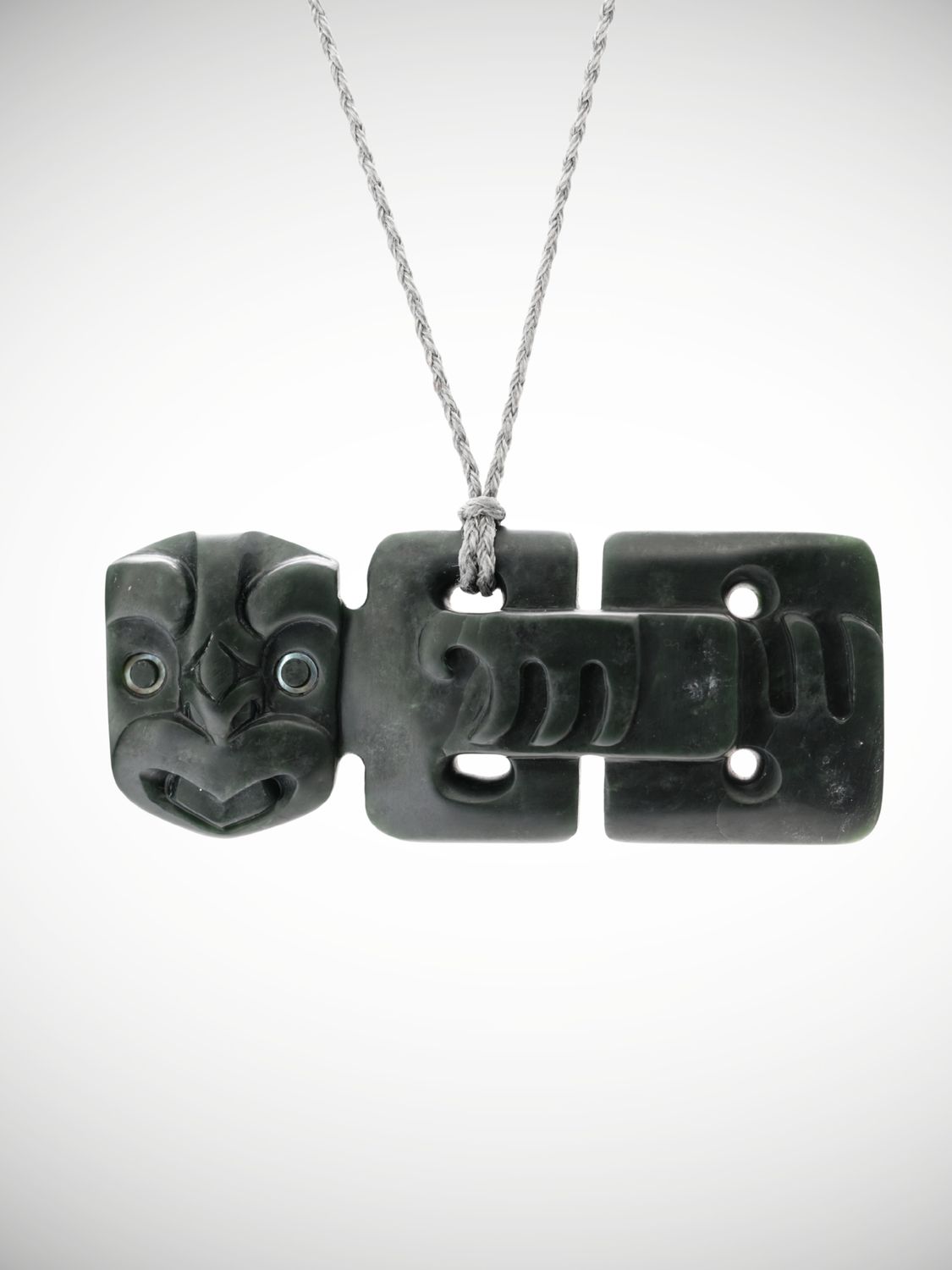 Moko Pounamu Hei Tiki Genuine NZ Kawakawa Greenstone - Awatuna