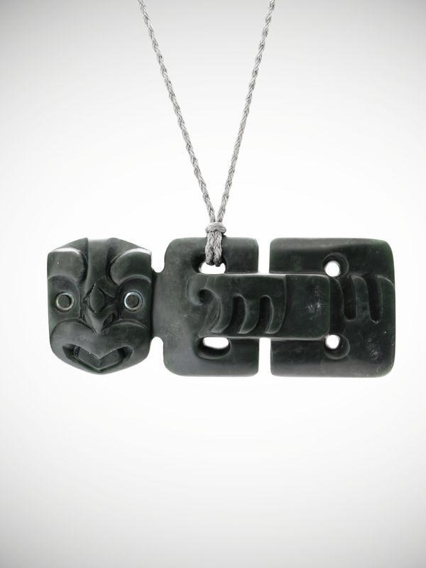 Moko Pounamu Hei Tiki Genuine NZ Kawakawa Greenstone - Awatuna