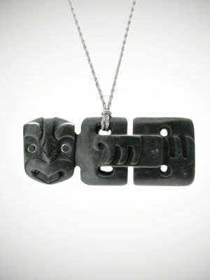 Moko Pounamu Hei Tiki Genuine NZ Kawakawa Greenstone - Awatuna