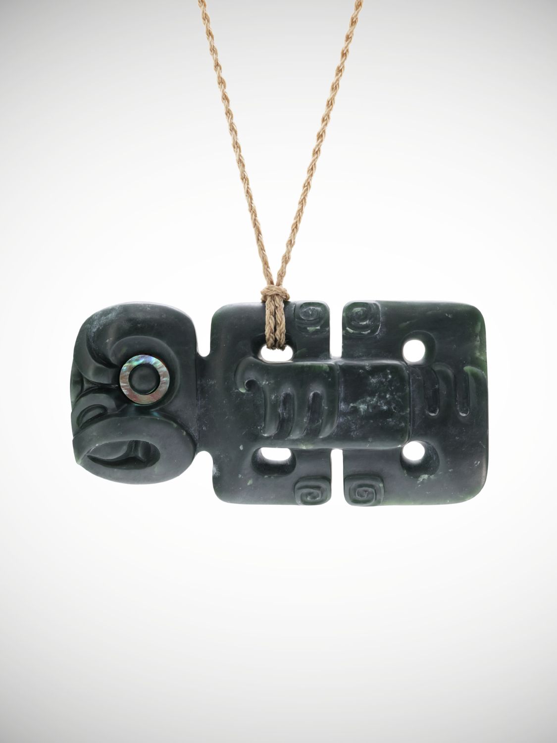Moko Pounamu Hei Tiki Genuine NZ Kawakawa Greenstone - Awatoto