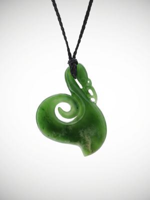 Moko Pounamu Manaia Genuine NZ Kahurangi Flower Greenstone - Haumoana