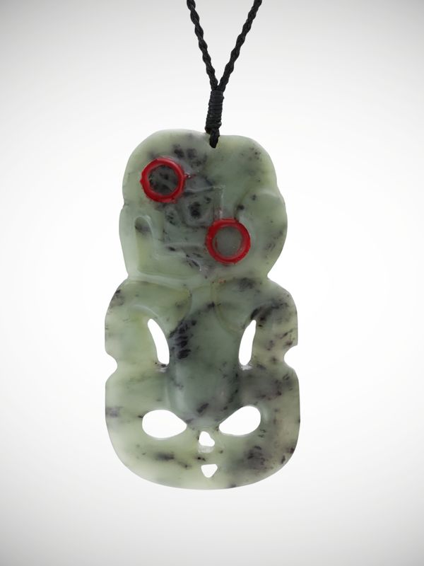Moko Pounamu Hei Tiki Genuine NZ Inanga Greenstone - Awarere