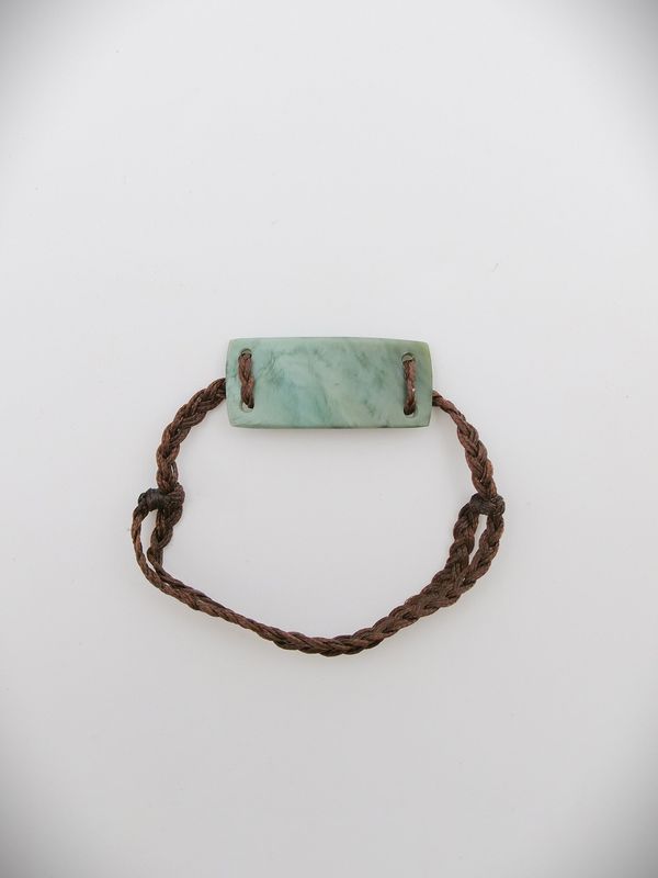 Moko Pounamu Adjustable Bracelet NZ Genuine Inanga Pīpīwharauroa Greenstone 17436