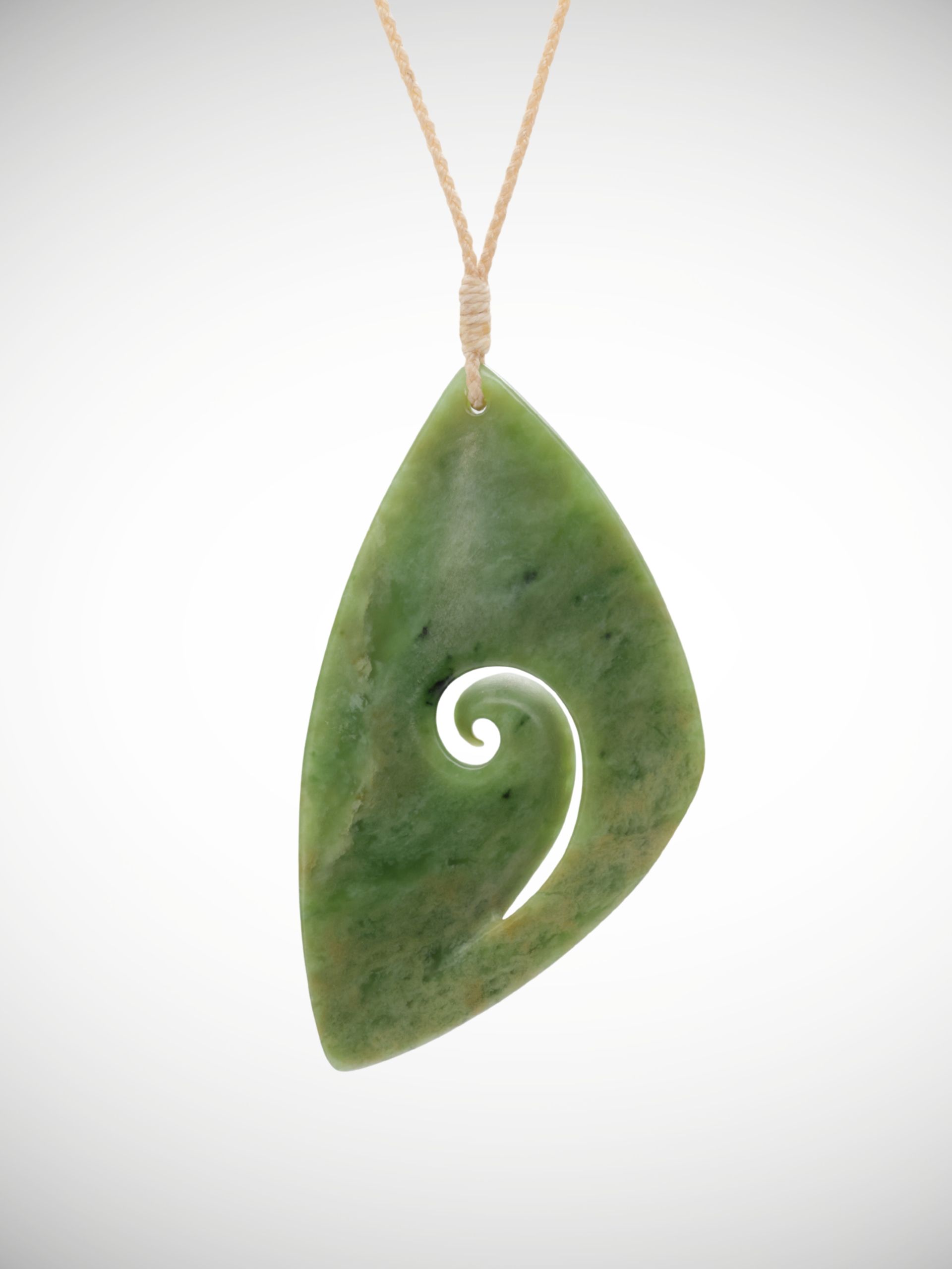 Moko Pounamu Koru Genuine NZ Marsden Flower Greenstone - Hiwinui