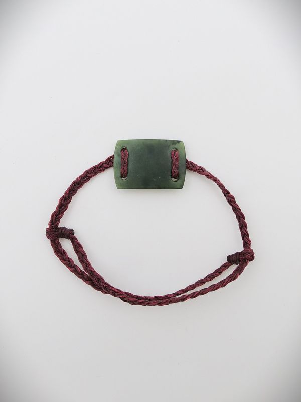 Moko Pounamu Adjustable Bracelet NZ Genuine Kawakawa Greenstone 17444