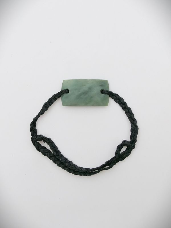 Moko Pounamu Adjustable Bracelet NZ Genuine Inanga Greenstone 17443