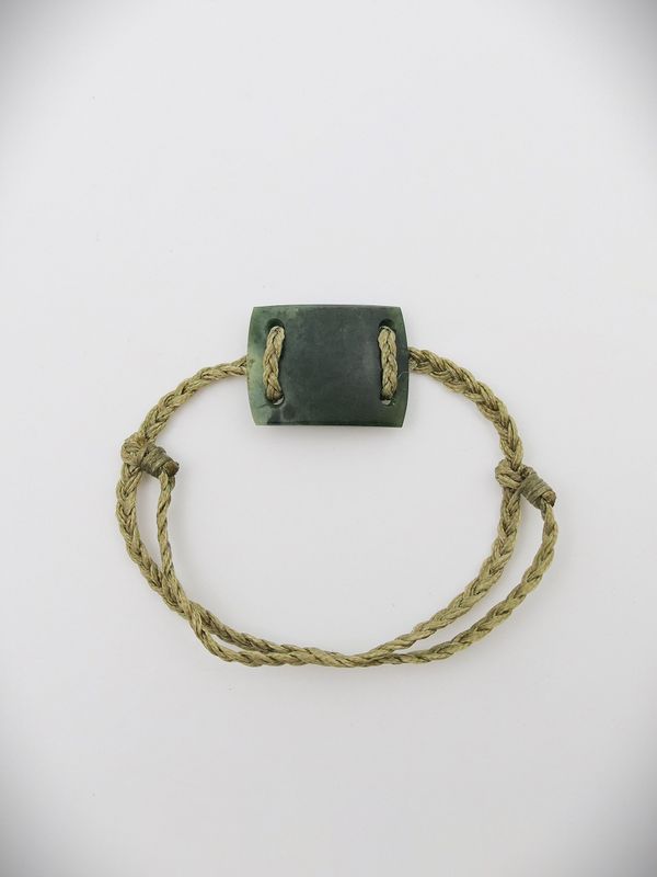 Moko Pounamu Adjustable Bracelet NZ Genuine Kawakawa Greenstone 17445