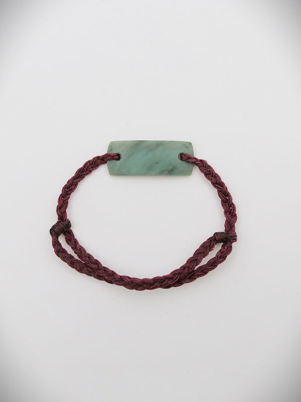 Moko Pounamu Adjustable Bracelet NZ Genuine Inanga Greenstone 17448