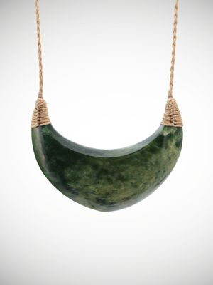 Moko Pounamu Kouma (Breastplate) Genuine NZ Marsden Flower Greenstone - Awa