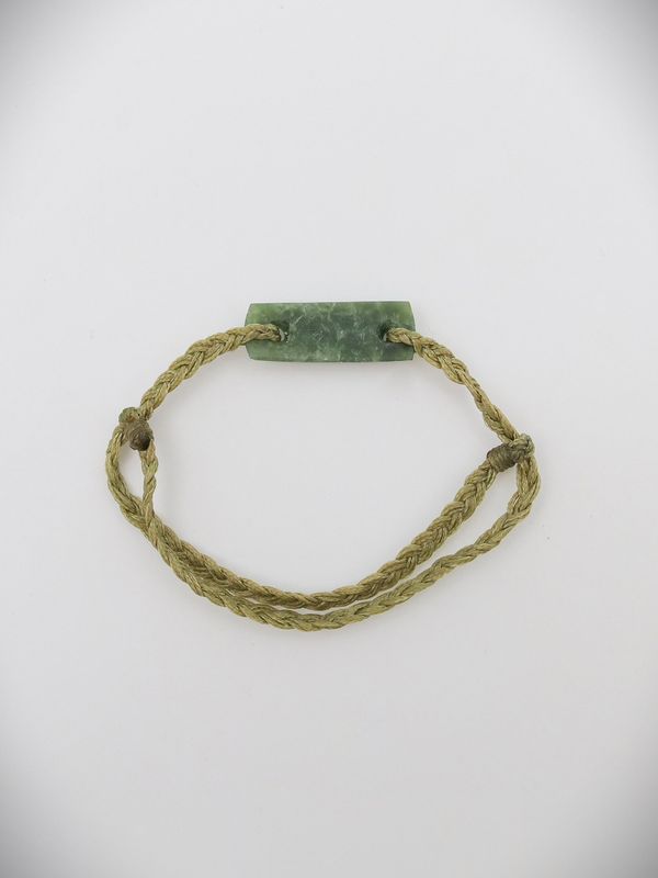 Moko Pounamu Adjustable Bracelet NZ Genuine Kawakawa Greenstone 17466