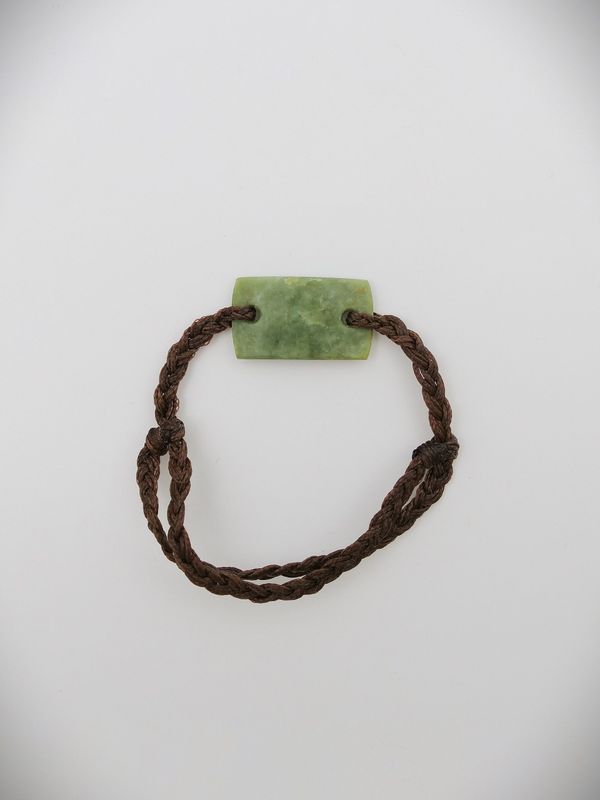 Moko Pounamu Adjustable Bracelet NZ Genuine Kawakawa Greenstone 17459