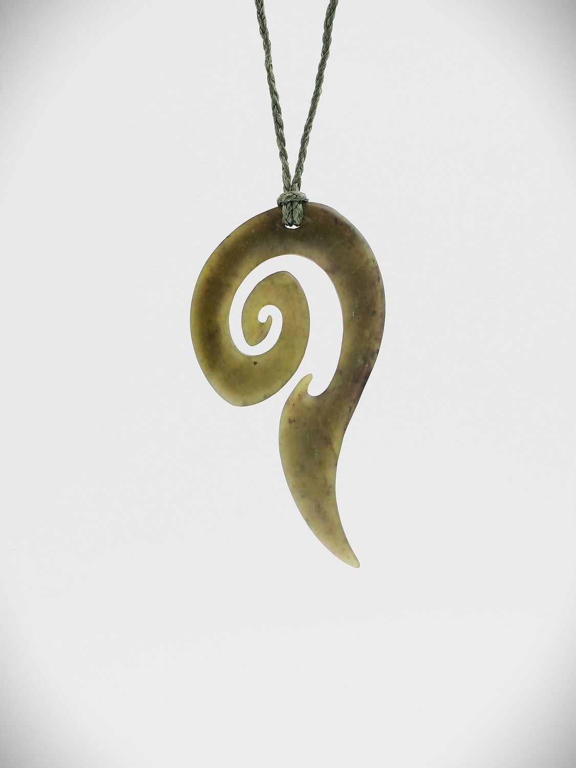 Moko Pounamu Contemporary Koru NZ Genuine Totoweka Greenstone - Tikitiki