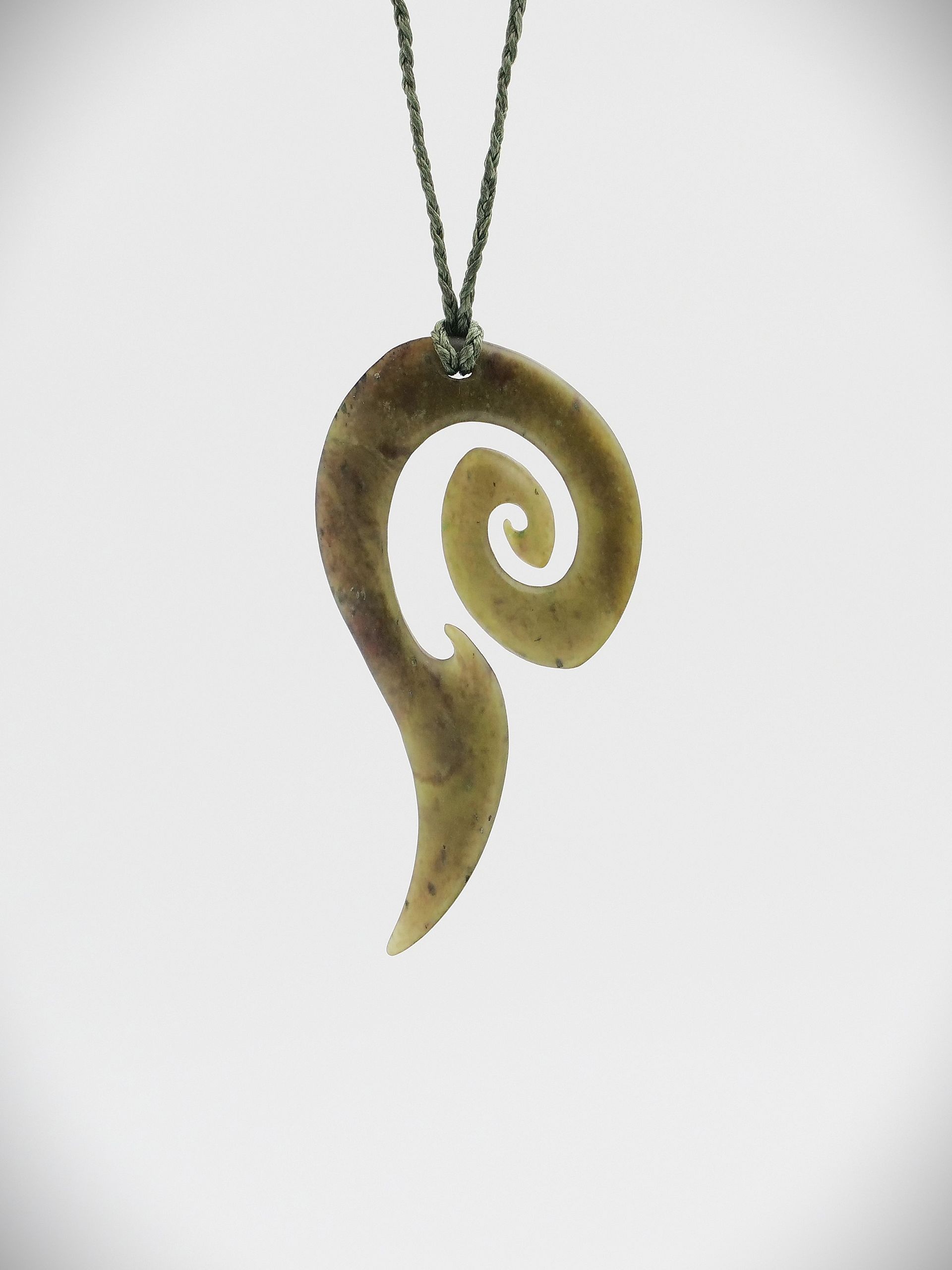 Moko Pounamu Contemporary Koru NZ Genuine Totoweka Greenstone - Tikitiki