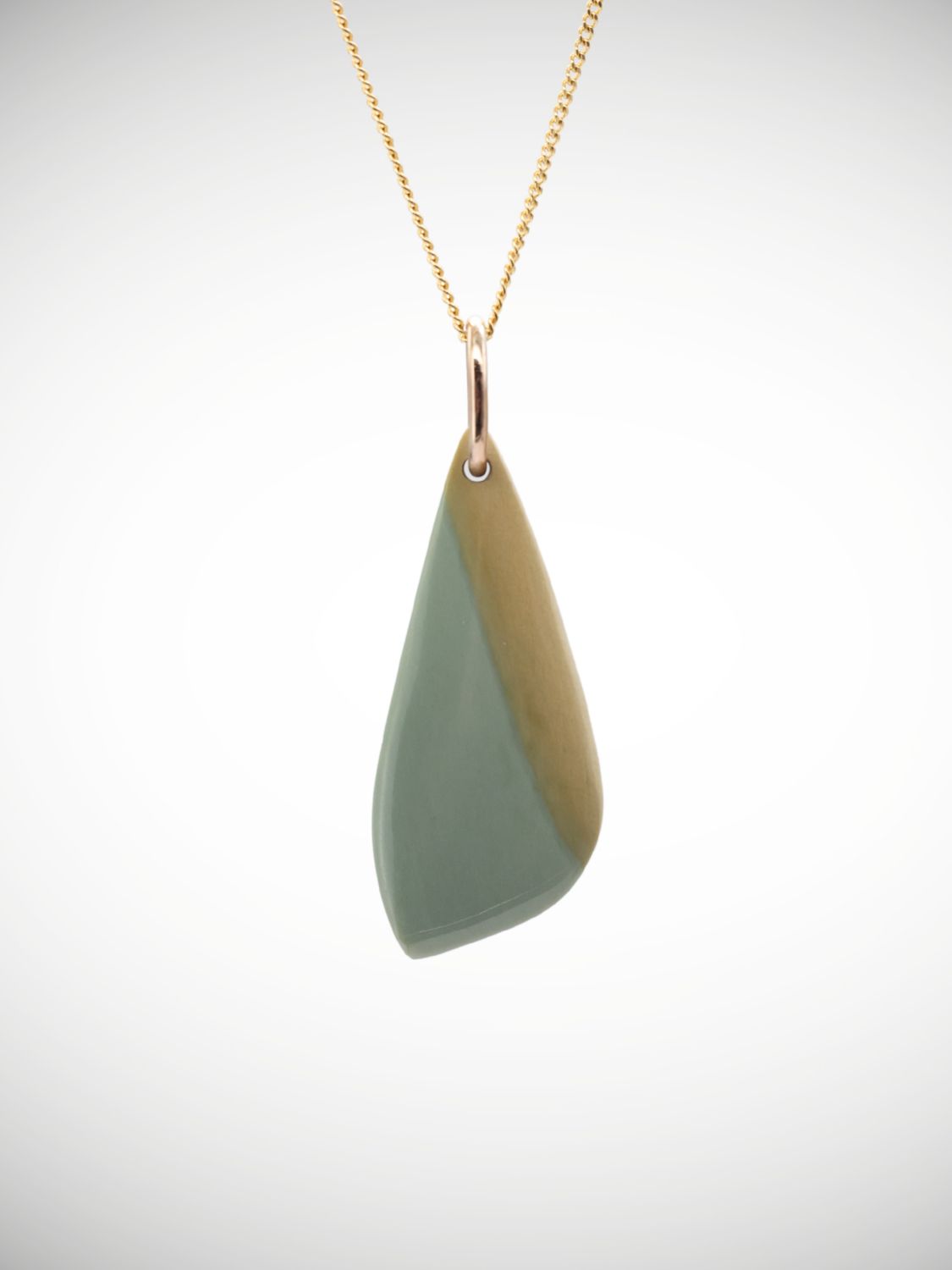 Moko Pounamu Kuru (Drop) Genuine NZ Inanga Greenstone & 9ct Gold - Mangakura